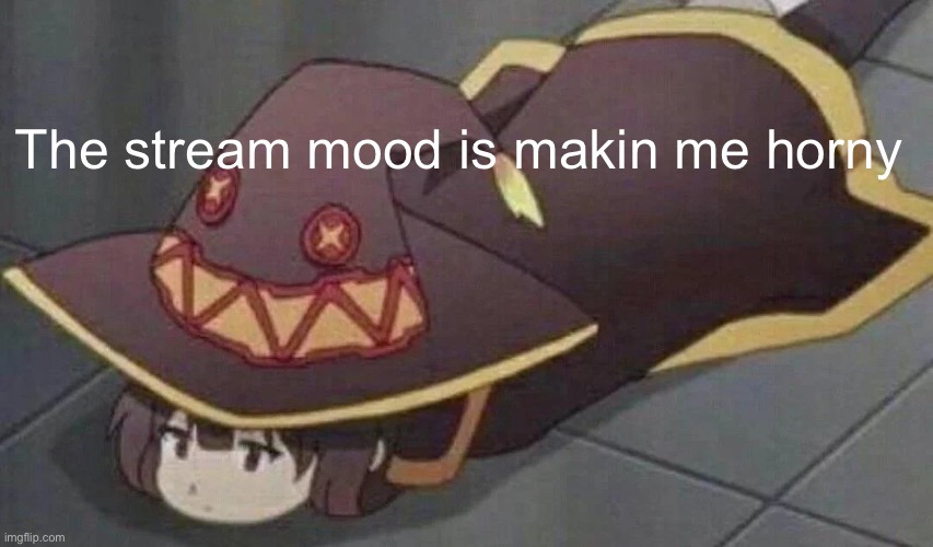 Megumin | The stream mood is makin me horny | image tagged in megumin,anime | made w/ Imgflip meme maker