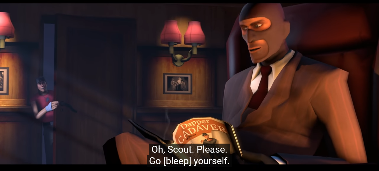 spy from tf2 saying go **** yourself Blank Meme Template