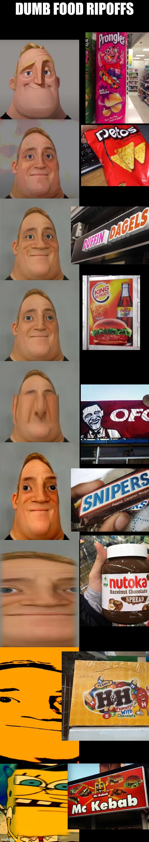 yes | DUMB FOOD RIPOFFS | image tagged in mr incredible becoming idiot template | made w/ Imgflip meme maker