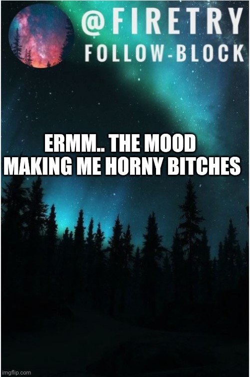 Horny bitches | ERMM.. THE MOOD  MAKING ME HORNY BITCHES | image tagged in my template | made w/ Imgflip meme maker