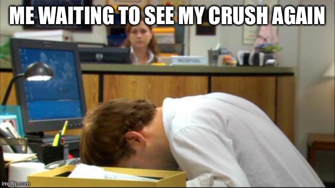 Is this relatable? Anyone? | ME WAITING TO SEE MY CRUSH AGAIN | image tagged in dies of boredom | made w/ Imgflip meme maker