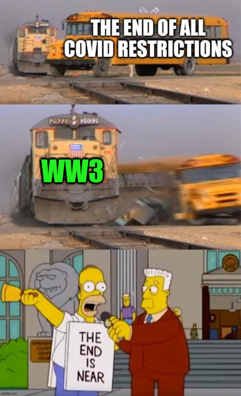 What in the world is happening to the world? | WW3 | image tagged in homer simpson the end is near,political meme | made w/ Imgflip meme maker
