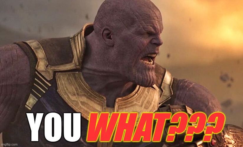 Thanos is angry | WHAT??? YOU | image tagged in thanos is angry | made w/ Imgflip meme maker