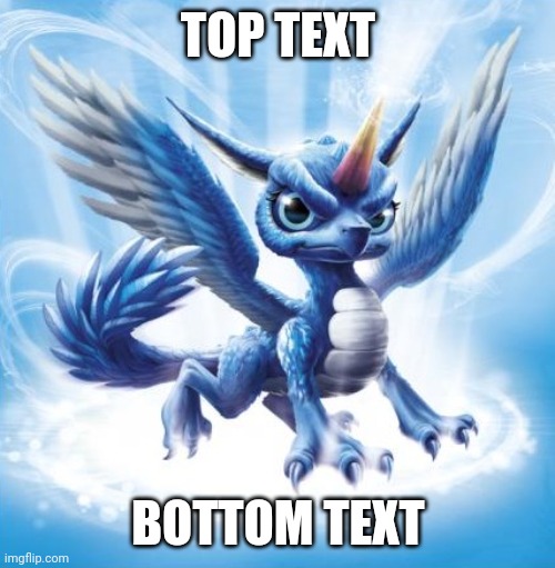 Top text, bottom text. | TOP TEXT; BOTTOM TEXT | image tagged in whirlwind,skylanders,top text,bottom text,memes,xd | made w/ Imgflip meme maker
