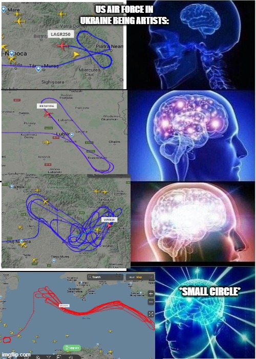 They do be artistic tho | US AIR FORCE IN UKRAINE BEING ARTISTS:; *SMALL CIRCLE* | image tagged in memes,expanding brain | made w/ Imgflip meme maker