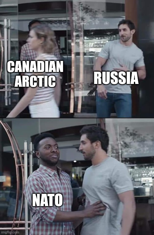 I would have anxiety otherwise | RUSSIA; CANADIAN ARCTIC; NATO | image tagged in black guy stopping | made w/ Imgflip meme maker