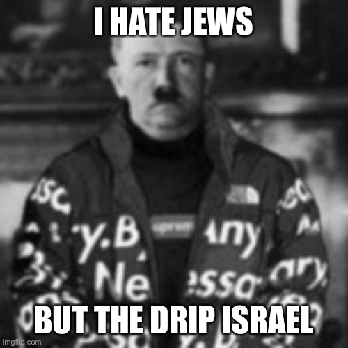 This is just a joke. Please do not take this too seriously…?? | I HATE JEWS; BUT THE DRIP ISRAEL | image tagged in drip | made w/ Imgflip meme maker