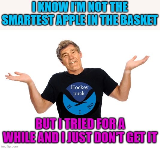 I KNOW I'M NOT THE SMARTEST APPLE IN THE BASKET BUT I TRIED FOR A WHILE AND I JUST DON'T GET IT | image tagged in hokey puck if i no | made w/ Imgflip meme maker
