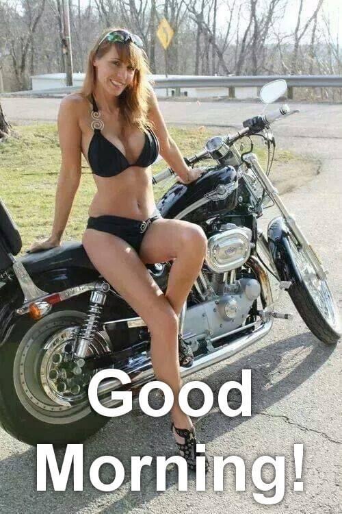 High Quality Biker girl good morning Blank Meme Template