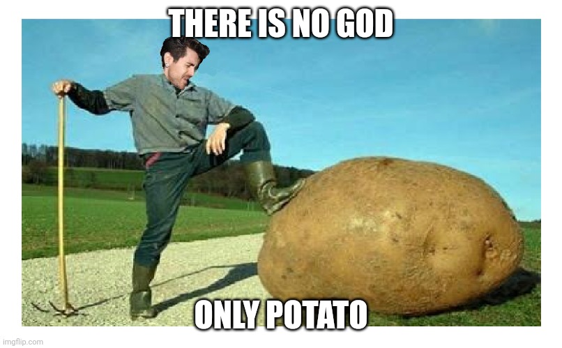 Havok Potato | THERE IS NO GOD; ONLY POTATO | image tagged in havok potato | made w/ Imgflip meme maker