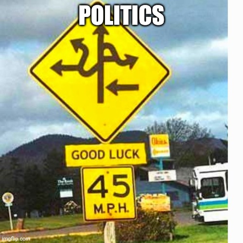 Road sign | POLITICS | image tagged in road sign | made w/ Imgflip meme maker