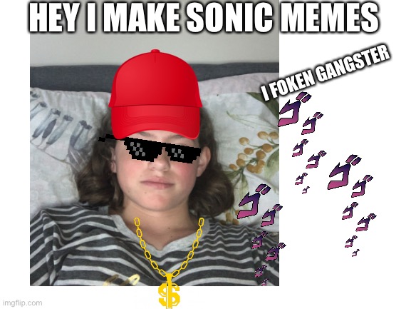 HEY I MAKE SONIC MEMES; I FOKEN GANGSTER | made w/ Imgflip meme maker