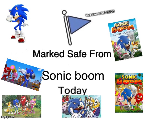 Marked Safe From | That show is NoT GOOD; Sonic boom | image tagged in memes,marked safe from | made w/ Imgflip meme maker