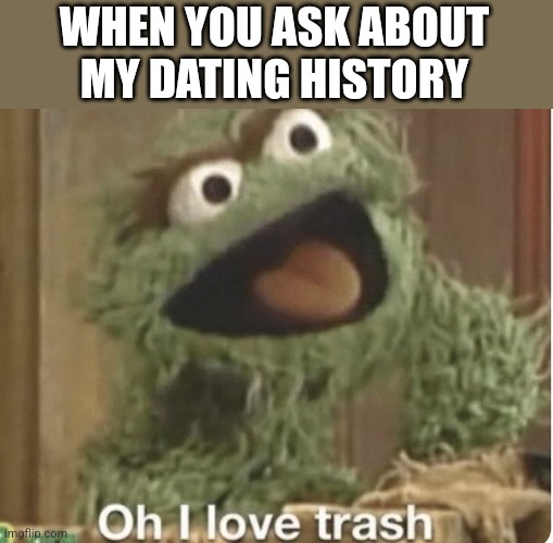 WHEN YOU ASK ABOUT
 MY DATING HISTORY | image tagged in funny memes | made w/ Imgflip meme maker