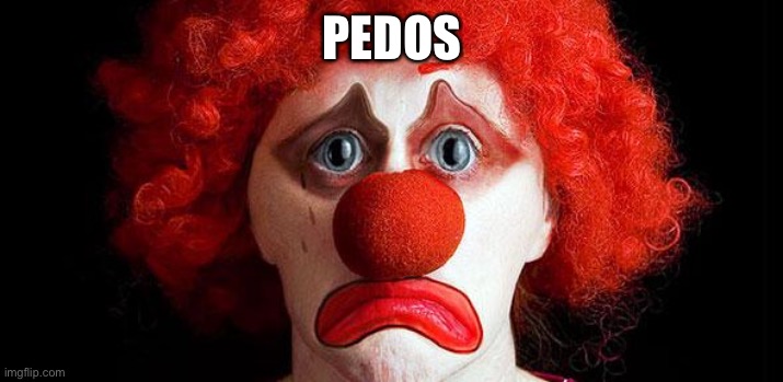 Sad clown | PEDOS | image tagged in sad clown | made w/ Imgflip meme maker