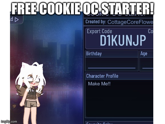 Cookie OC starter | FREE COOKIE OC STARTER! | image tagged in gacha club | made w/ Imgflip meme maker