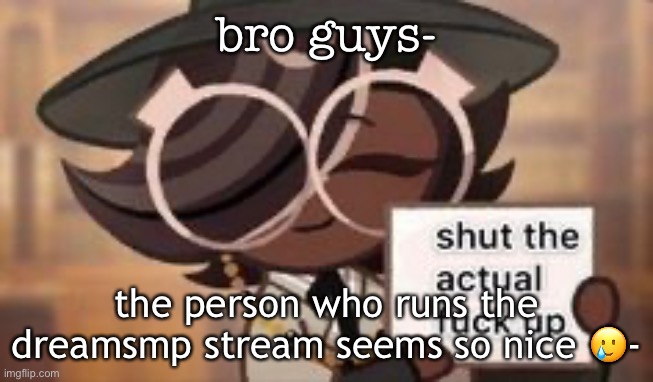 LIKDVGGFGFHHVHVHF | bro guys-; the person who runs the dreamsmp stream seems so nice 🥲- | image tagged in do it | made w/ Imgflip meme maker