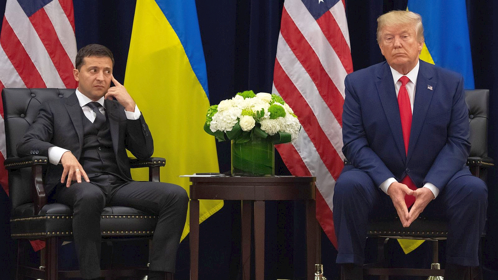 Zelensky and Trump, who denied Ukraine military aid Blank Meme Template