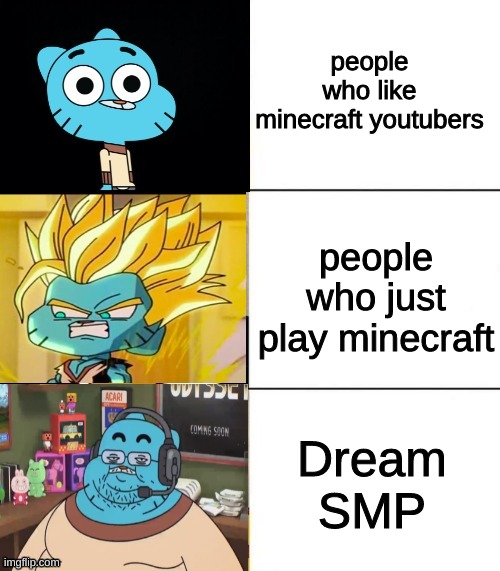 Best,Better, Blurst but with gumball | people who like minecraft youtubers; people who just play minecraft; Dream SMP | image tagged in best better blurst but with gumball,memes | made w/ Imgflip meme maker