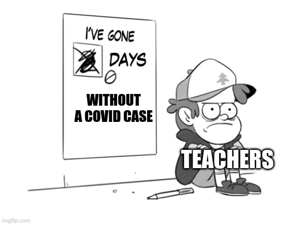 Dipper has gone 0 days without x | WITHOUT A COVID CASE; TEACHERS | image tagged in dipper has gone 0 days without x | made w/ Imgflip meme maker