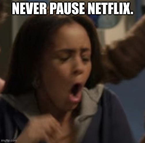 NEVER PAUSE NETFLIX. | made w/ Imgflip meme maker