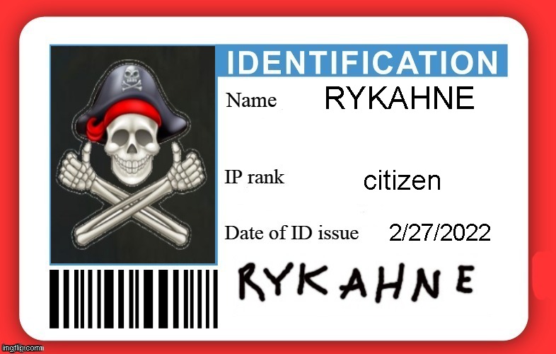 DMV ID Card | RYKAHNE citizen 2/27/2022 | image tagged in dmv id card | made w/ Imgflip meme maker