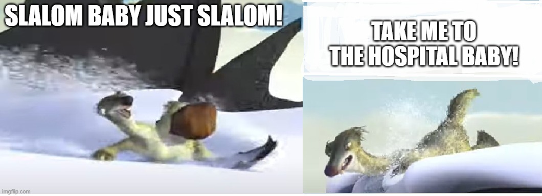 Made by DR.MEME (JEFF JOSEPH) | SLALOM BABY JUST SLALOM! TAKE ME TO THE HOSPITAL BABY! | image tagged in jokes | made w/ Imgflip meme maker