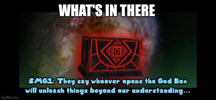 God box | WHAT'S IN THERE | image tagged in god box | made w/ Imgflip meme maker