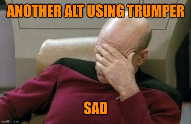 Captain Picard Facepalm Meme | ANOTHER ALT USING TRUMPER SAD | image tagged in memes,captain picard facepalm | made w/ Imgflip meme maker