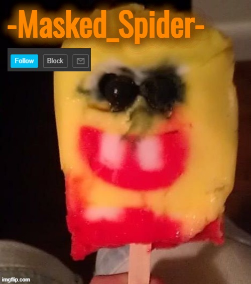 High Quality masked spider cursed sponge temp Blank Meme Template