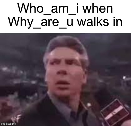 Idk why I just thought of this | Who_am_i when Why_are_u walks in | image tagged in x when x walks in | made w/ Imgflip meme maker