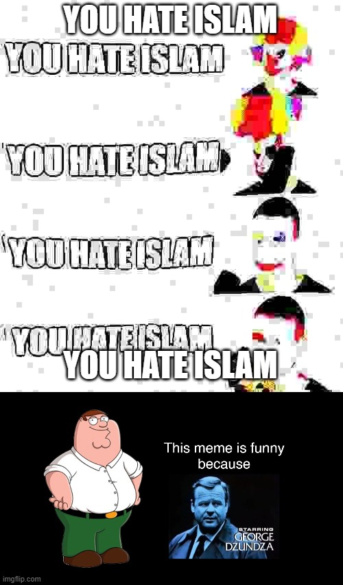 YOU HATE ISLAM; YOU HATE ISLAM | image tagged in you hate islam,starring george dzundza | made w/ Imgflip meme maker