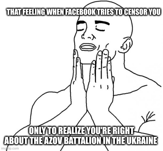 Feels Good Man | THAT FEELING WHEN FACEBOOK TRIES TO CENSOR YOU; ONLY TO REALIZE YOU'RE RIGHT ABOUT THE AZOV BATTALION IN THE UKRAINE | image tagged in feels good man | made w/ Imgflip meme maker