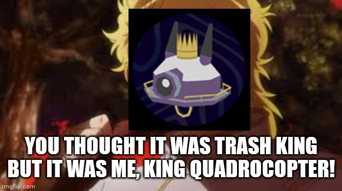 You thought it was (n) but it was me! DIO | YOU THOUGHT IT WAS TRASH KING BUT IT WAS ME, KING QUADROCOPTER! | image tagged in you thought it was n but it was me dio | made w/ Imgflip meme maker