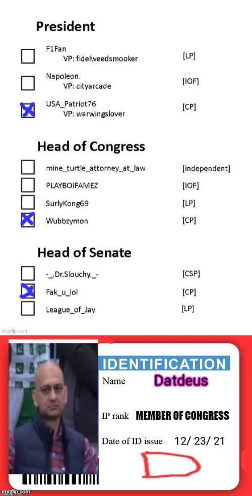 My Vote.  Go CP ! | MEMBER OF CONGRESS | image tagged in voting | made w/ Imgflip meme maker