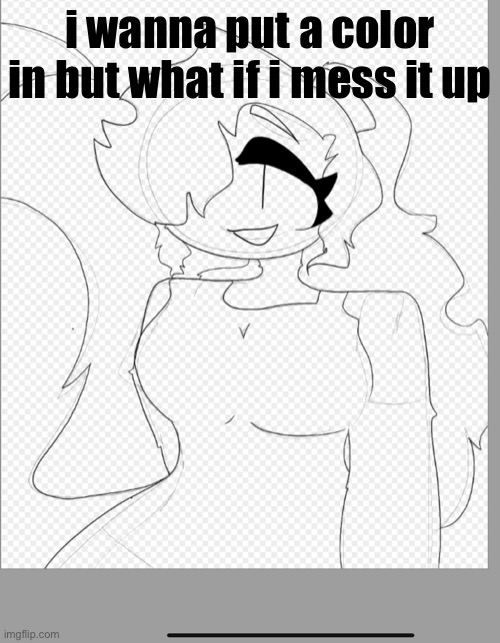 it already looks messed up ish so i’ll go ahead | i wanna put a color in but what if i mess it up | made w/ Imgflip meme maker