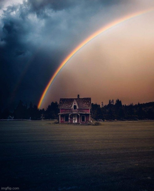 Rainbow in the dark  - Photo by @fritzykitsy | image tagged in rainbow,beautiful nature,awesome,photography | made w/ Imgflip meme maker