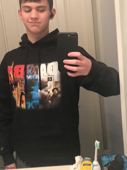 New hoodie, and I look retarded as hell I’m bad at mirror photos | made w/ Imgflip meme maker
