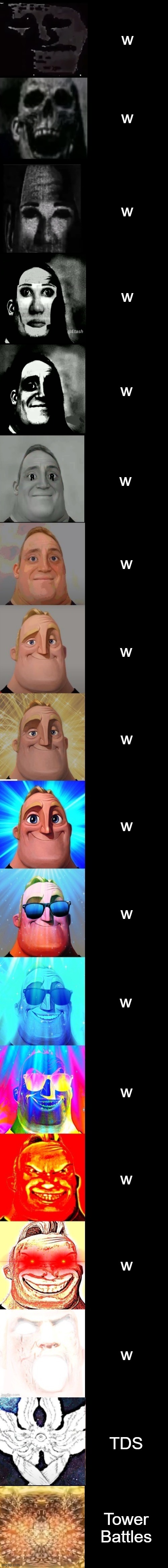 Mr Incredible from Trollge to God | w w w w w w w w w w w w w w w w TDS Tower Battles | image tagged in mr incredible from trollge to god | made w/ Imgflip meme maker