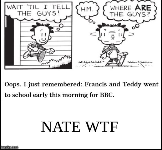 Sussy imposter big nate | NATE WTF | image tagged in big nate | made w/ Imgflip meme maker