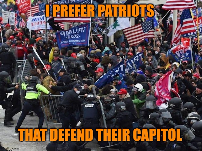 Cop-killer MAGA right wing Capitol Riot January 6th | I PREFER PATRIOTS; THAT DEFEND THEIR CAPITOL | image tagged in cop-killer maga right wing capitol riot january 6th | made w/ Imgflip meme maker