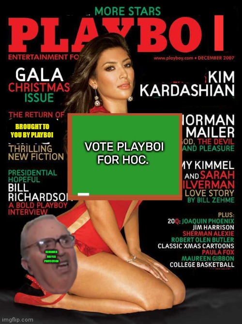 Vote playboi or don't. I'm not your dad. I can't tell you what to dew. | I; VOTE PLAYBOI FOR HOC. BROUGHT TO YOU BY PLAYBOI; CENSORED FOR YER PROTECTION | image tagged in vote,playboi,iof | made w/ Imgflip meme maker