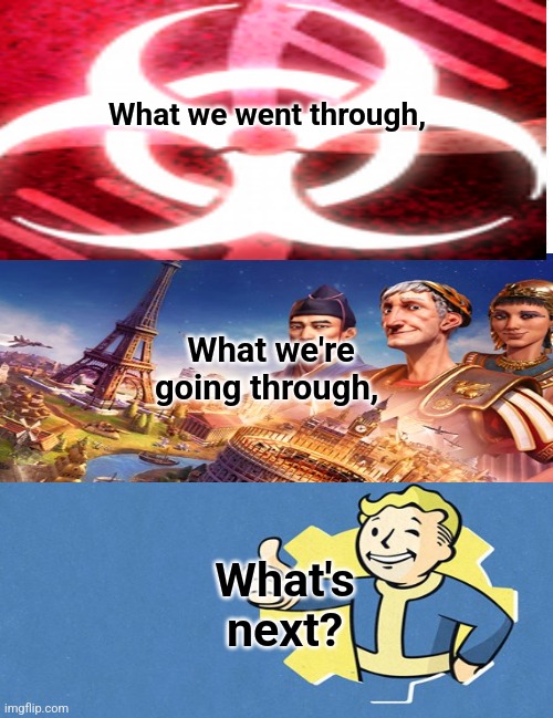 The world represented by video games | What we went through, What we're going through, What's next? | image tagged in memes | made w/ Imgflip meme maker