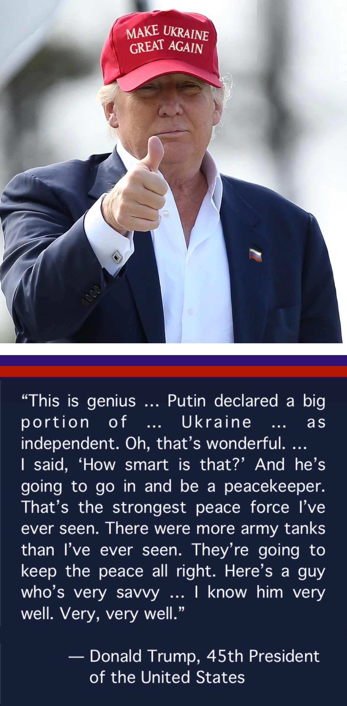 High Quality Trump Quote About Russia Invading Ukraine Blank Meme Template