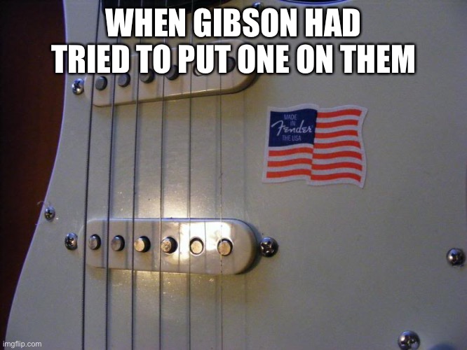 Universal ONLY!, Guitar Tuner | WHEN GIBSON HAD TRIED TO PUT ONE ON THEM | image tagged in america,fender,gibson,sticker | made w/ Imgflip meme maker