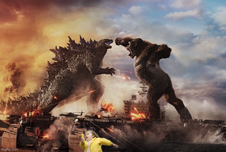 No effort was put into this | image tagged in godzilla,king kong,yeet the child,icecream | made w/ Imgflip meme maker