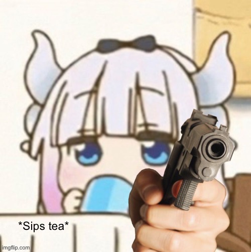 Kanna with gun | image tagged in kanna with gun,anime | made w/ Imgflip meme maker