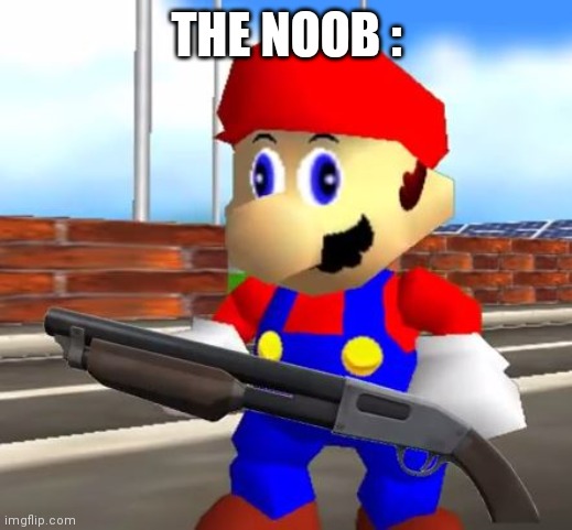 SMG4 Shotgun Mario | THE NOOB : | image tagged in smg4 shotgun mario | made w/ Imgflip meme maker