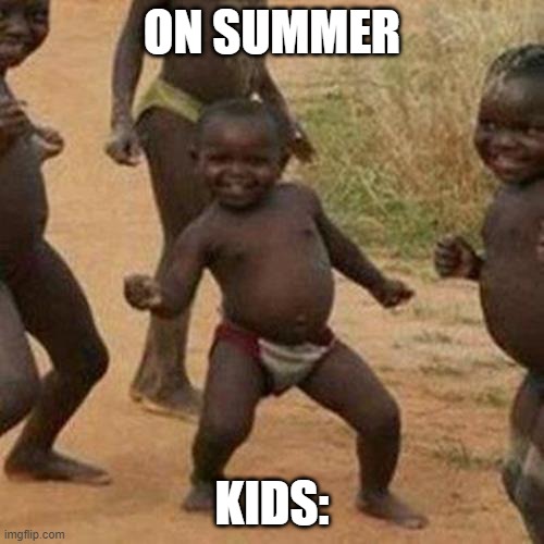 The Cool Kidss | ON SUMMER; KIDS: | image tagged in memes,third world success kid | made w/ Imgflip meme maker