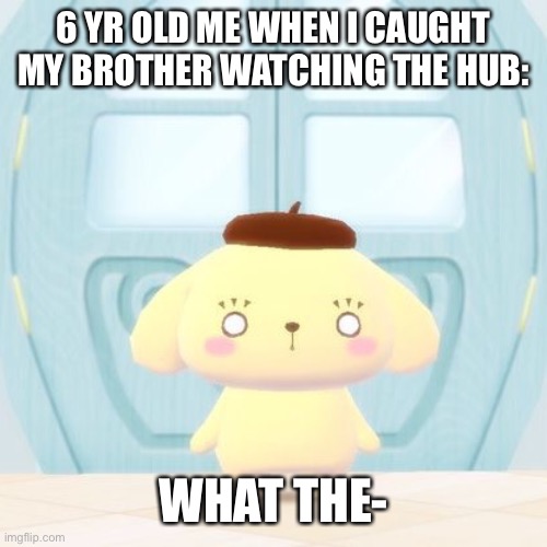UHM WTF- | 6 YR OLD ME WHEN I CAUGHT MY BROTHER WATCHING THE HUB:; WHAT THE- | image tagged in uhm wtf- | made w/ Imgflip meme maker